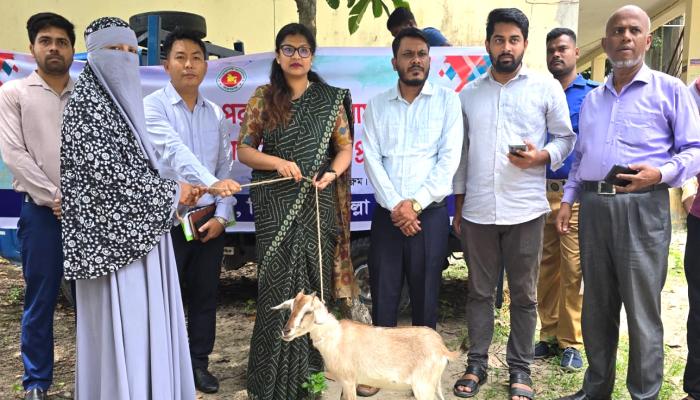 তিতাসে ৩০ অসহায় পরিবারকে ছাগল বিতরণ