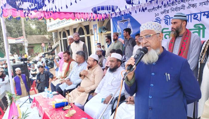 নির্বাচনী জনসমাবেশে কাজী দ্বীন মোহাম্মদ  এবারের নির্বাচন দেশগঠনের নির্বাচন   কেন্দ্রে দখল নয়, রক্ষার দায়িত্ব জনগণের
