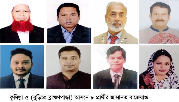 কুমিল্লা-৫ আসনে ১০ প্রার্থীর মধ্যে   ৮ জনের জামানত বাজেয়াপ্ত