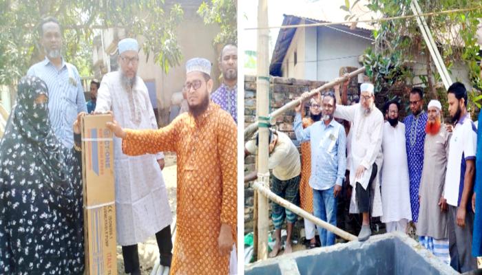 অসহায় পরিবারের   পাশে অধ্যাপক মামুনের  সাবমারসিবল পাম্প উপহার