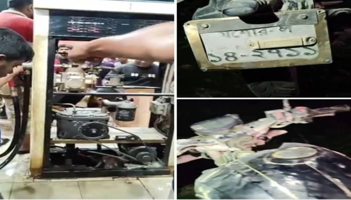 পাম্পে তেল নিতে গিয়ে মোটরসাইকেলে আগুন, চালক দগ্ধ