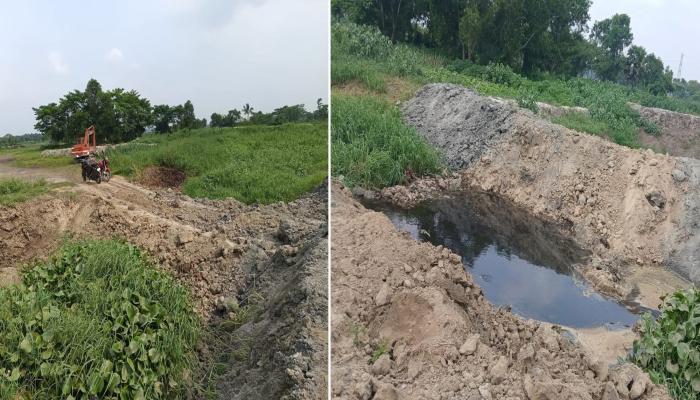 দৈনিক রুপসী বাংলায় সংবাদ প্রকাশের পর বুড়িচংয়ে খালের অবৈধ বাঁধ অপসারণ