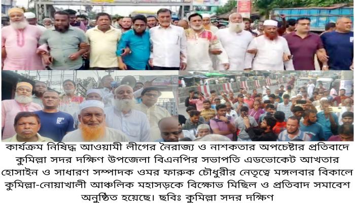 কুমিল্লা সদর দক্ষিণ উপজেলা বিএনপির বিক্ষোভ মিছিল ও প্রতিবাদ সমাবেশ