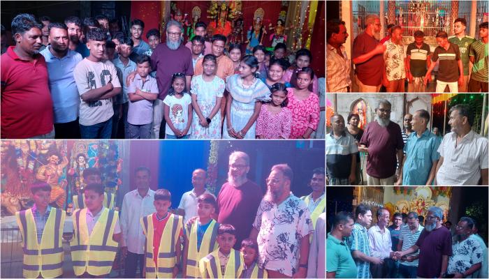 বুড়িচ্ংয়ের মোকামে গোলাম সারোয়ারের পূজামণ্ডপ পরিদর্শন
